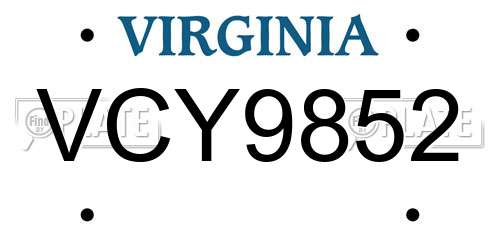 VCY9852 Virginia License Plate
