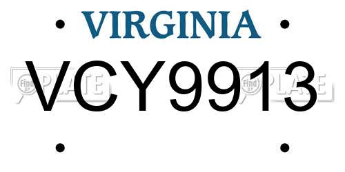 VCY9913 Virginia License Plate