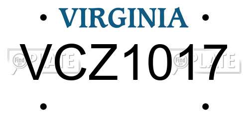 VCZ1017 Virginia License Plate