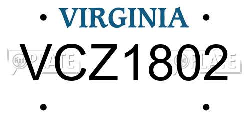 VCZ1802 Virginia License Plate