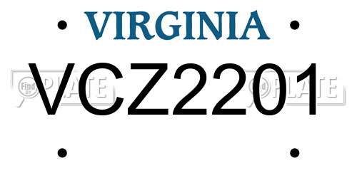VCZ2201 Virginia License Plate