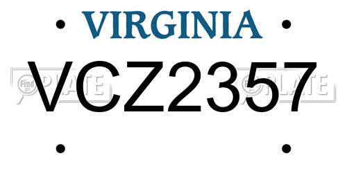 VCZ2357 Virginia License Plate