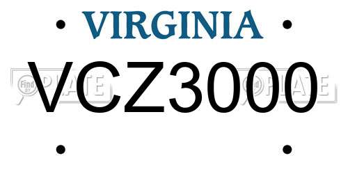 VCZ3000 Virginia License Plate