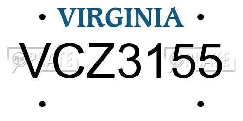 VCZ3155 Virginia License Plate