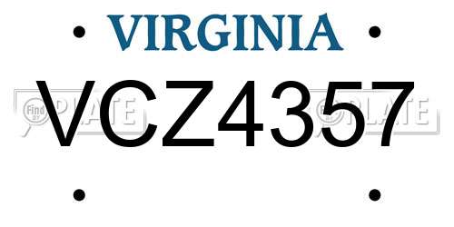 VCZ4357 Virginia License Plate