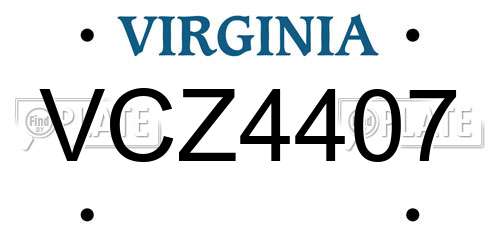 VCZ4407 Virginia License Plate