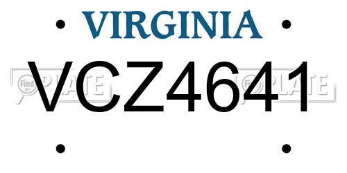 VCZ4641 Virginia License Plate