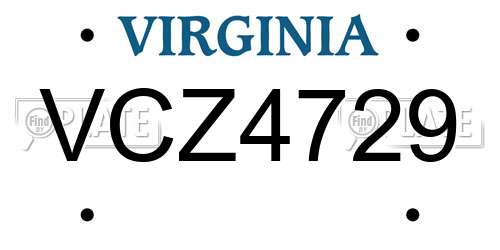 VCZ4729 Virginia License Plate