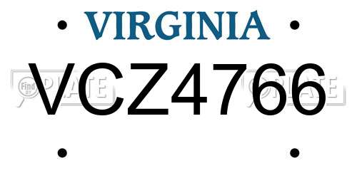 VCZ4766 Virginia License Plate