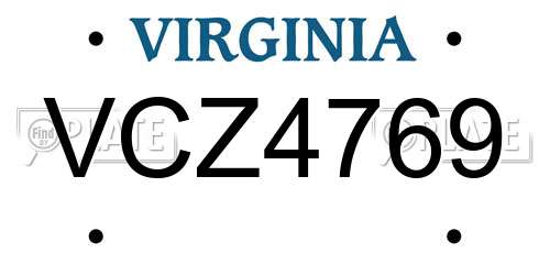 VCZ4769 Virginia License Plate