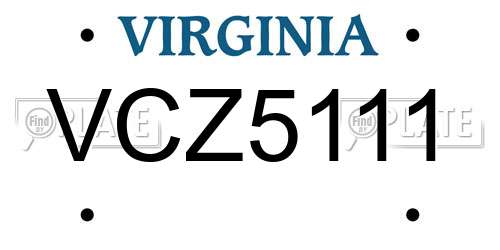VCZ5111 Virginia License Plate