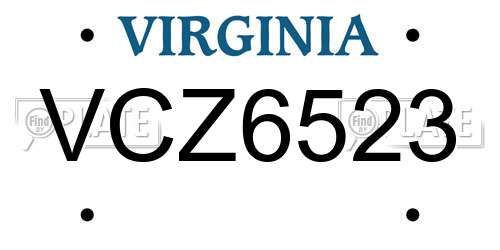 VCZ6523 Virginia License Plate