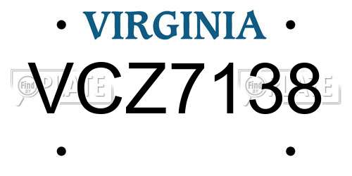 VCZ7138 Virginia License Plate