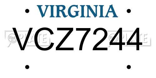 VCZ7244 Virginia License Plate