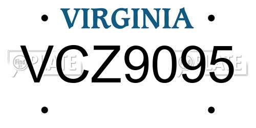 VCZ9095 Virginia License Plate