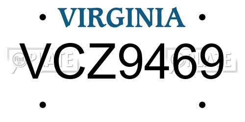 VCZ9469 Virginia License Plate
