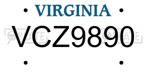 VCZ9890 Virginia License Plate