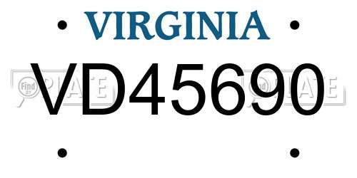 VD45690 Virginia License Plate