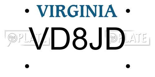 VD8JD Virginia License Plate