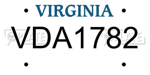 VDA1782 Virginia License Plate