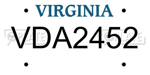 VDA2452 Virginia License Plate