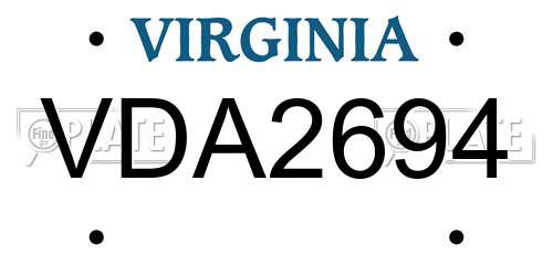 VDA2694 Virginia License Plate