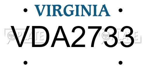 VDA2733 Virginia License Plate