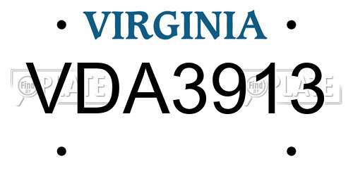 VDA3913 Virginia License Plate
