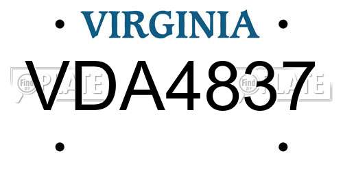 VDA4837 Virginia License Plate