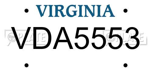 VDA5553 Virginia License Plate