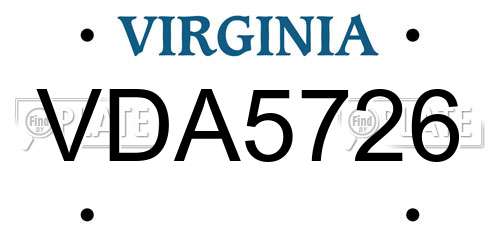 VDA5726 Virginia License Plate