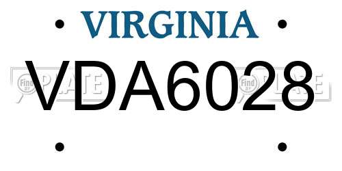 VDA6028 Virginia License Plate