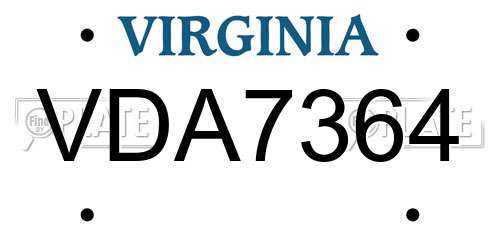 VDA7364 Virginia License Plate