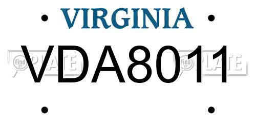 VDA8011 Virginia License Plate