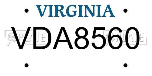 VDA8560 Virginia License Plate