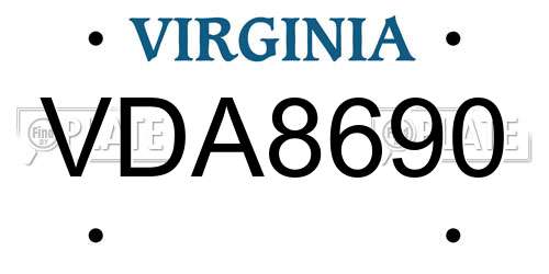 VDA8690 Virginia License Plate