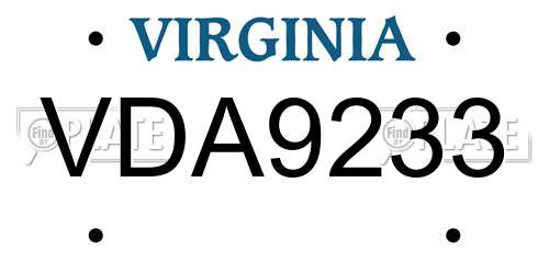 VDA9233 Virginia License Plate