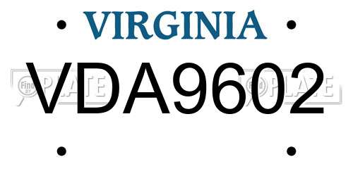 VDA9602 Virginia License Plate