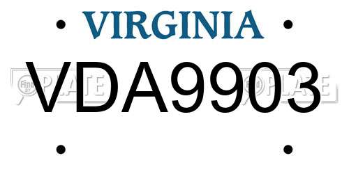 VDA9903 Virginia License Plate