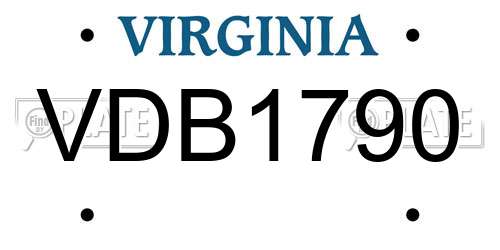 VDB1790 Virginia License Plate