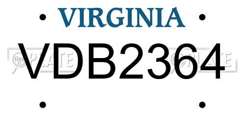 VDB2364 Virginia License Plate