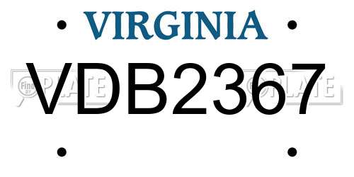 VDB2367 Virginia License Plate