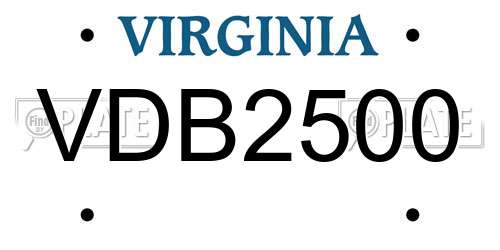 VDB2500 Virginia License Plate