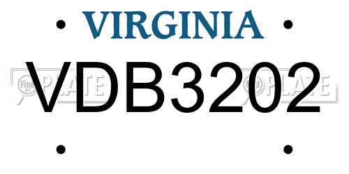 VDB3202 Virginia License Plate