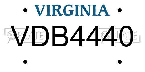 VDB4440 Virginia License Plate