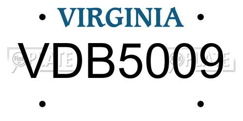 VDB5009 Virginia License Plate