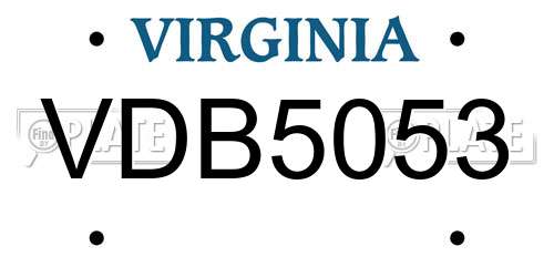 VDB5053 Virginia License Plate