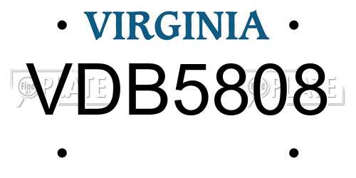 VDB5808 Virginia License Plate