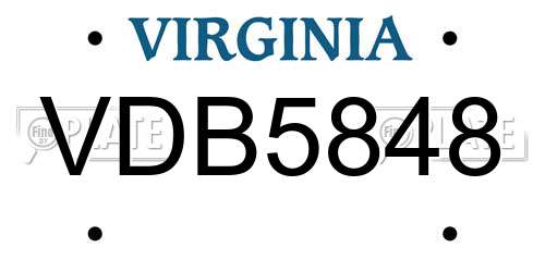 VDB5848 Virginia License Plate