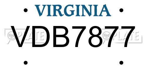 VDB7877 Virginia License Plate